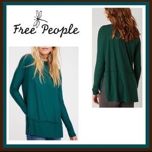 Free People We The Free Forest Green Luna Split Side Tunic Size XS